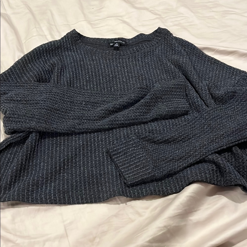 Beyond Yoga Women's Long Sleeve Waffle Knit Top in Charcoal Gray